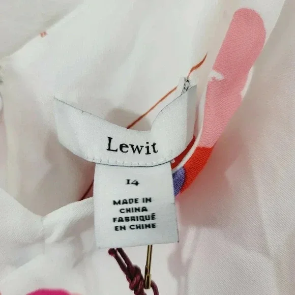 New Lewitt Women's Dress Sleeveless V-Neck Floral Print White Size 14 - Picture 7 of 8